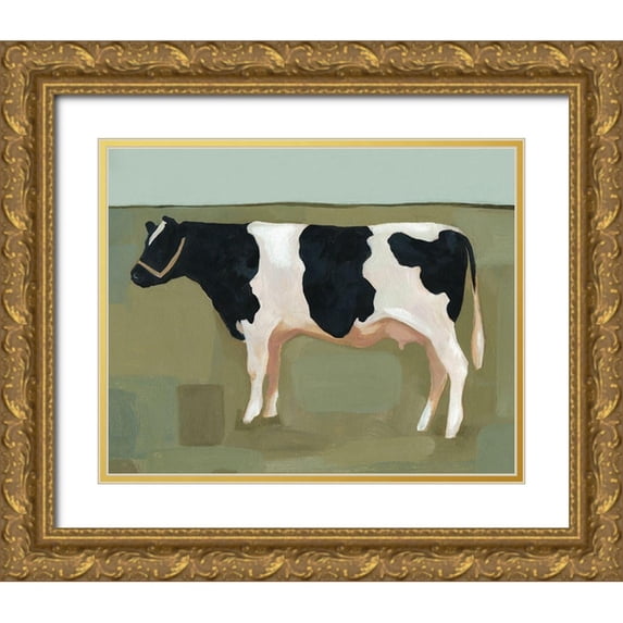 Scarvey, Emma 32x26 Gold Ornate Wood Framed with Double Matting Museum Art Print Titled - Bovine Portrait II