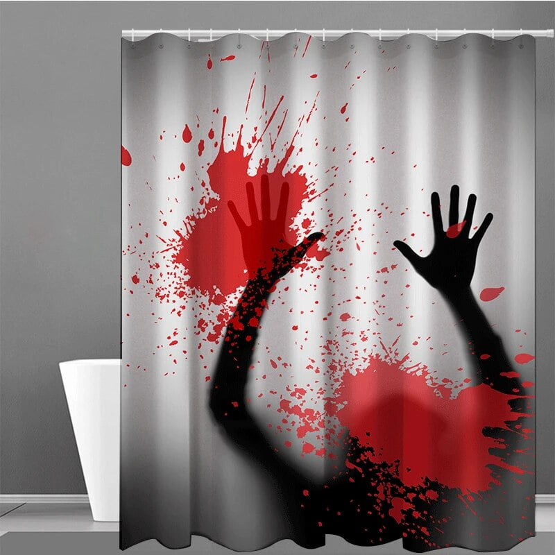 Scary 3D Horror Bloody Splatter Shower Curtains Halloween Bathroom