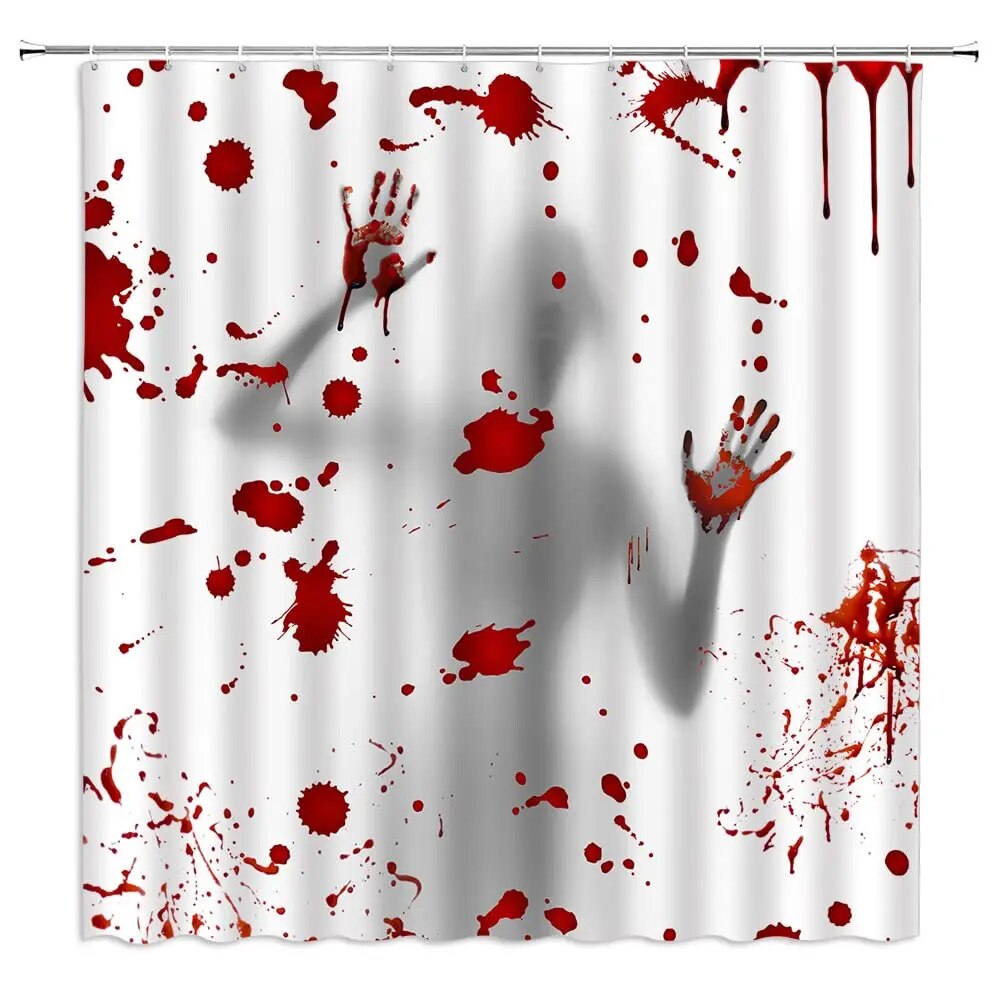 Scary 3D Horror Bloody Splatter Shower Curtains Halloween Bathroom