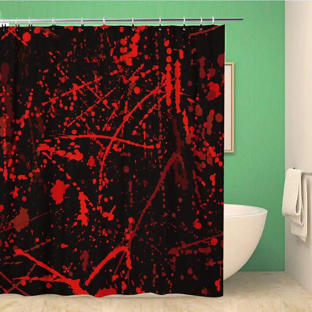 Scary 3D Horror Bloody Splatter Shower Curtains Halloween Bathroom