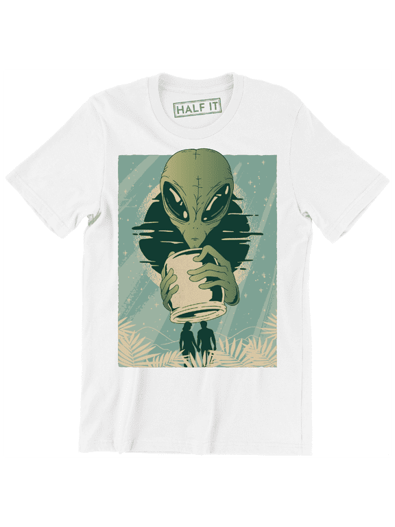 Scary Alien Catching People Funny Cool Printed Design Men's T-Shirt