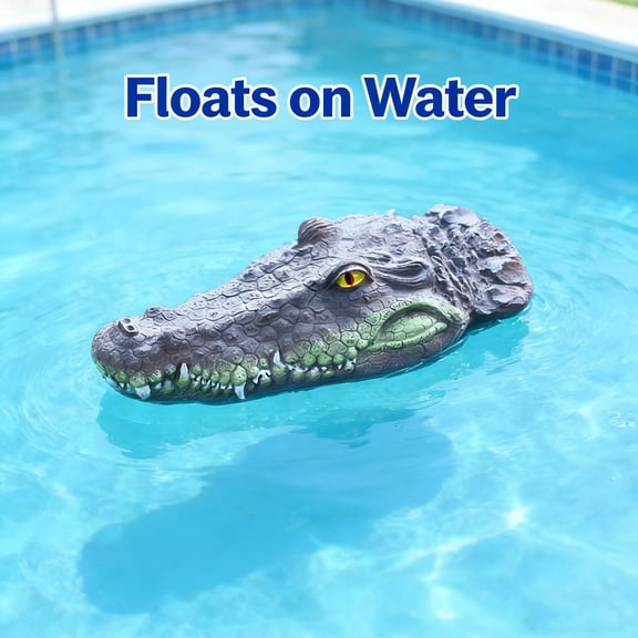 Scary Alligator Head Statue Decor,Realistic Floating Alligator Decoy for Ponds & Pools,Lifelike Fake Crocodile Pool Float Decoy for Goose,Duck Control,Predator Alligators Lover Gifts Idea