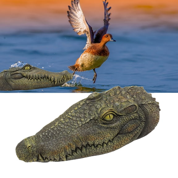 Scary Alligator Head Statue Decor,Realistic Floating Alligator Decoy for Ponds & Pools,Lifelike Fake Crocodile Pool Float Decoy for Goose,Duck Control,Predator Alligators Lover Gifts Idea