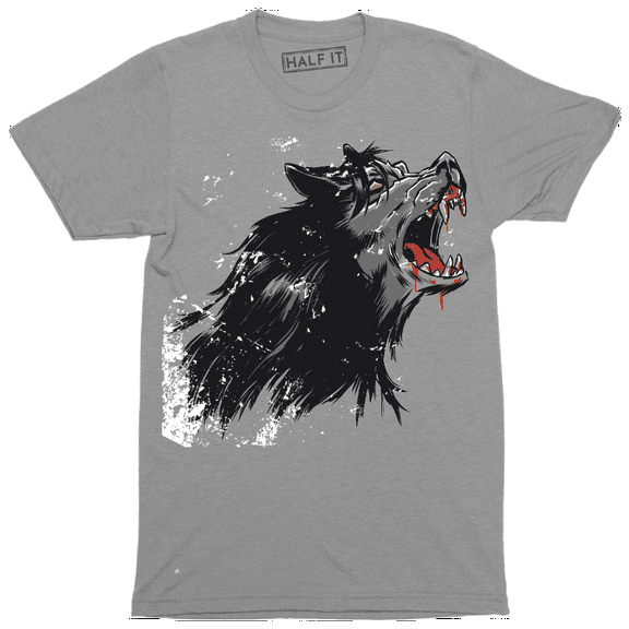 Scary Angry Werewolf Howling Has Yellow Eyes And Bloody Mouth Men's T-Shirt