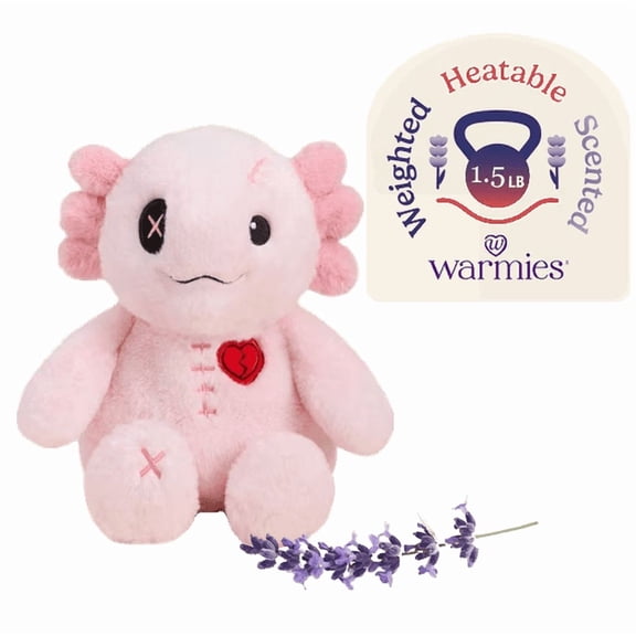 Warmies 13" Scary Axolotl Stuffed Animal, Microwavable Heated Plushies and Weighted Soft Plush Toys