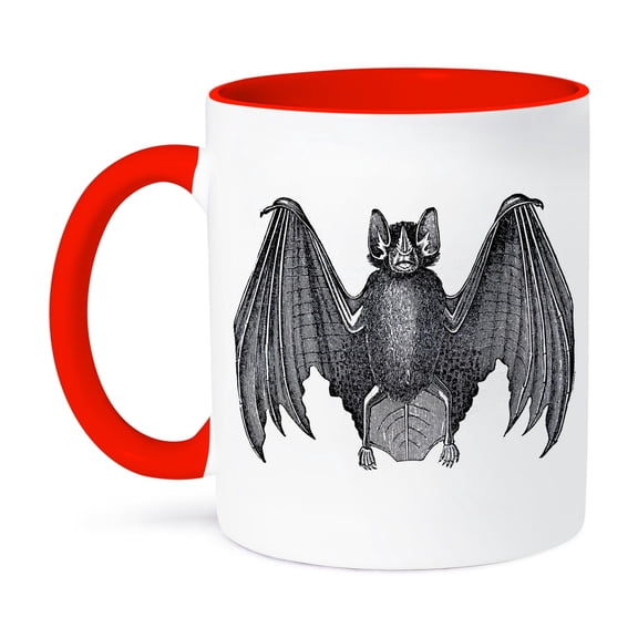 Scary Bat Vintage Halloween Design, 15oz Two-Tone Red Mug