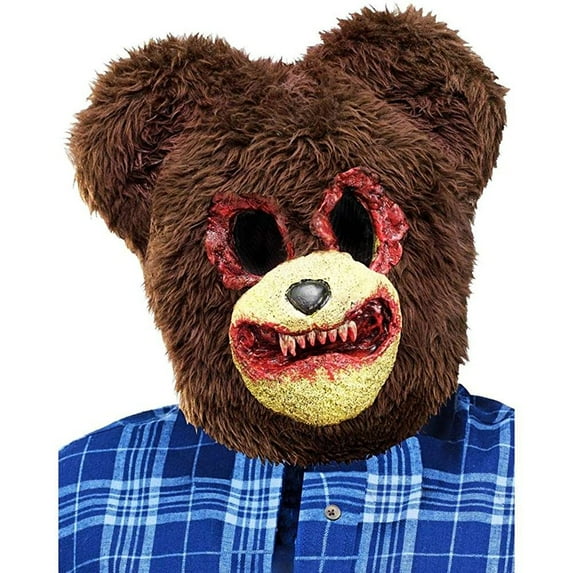 Adults Scary Vicious Brown Bear Plush Faux Fur Mask Costume Accessory