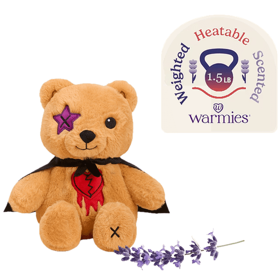 Warmies 13" Scary Bear Stuffed Animal, Microwavable Heated Plushie and Weighted Soft Plush Toy
