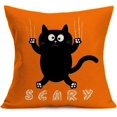 thumbnail image 1 of Scary Black Cat Pillow Covers Halloween Decorative Cat Print Pillowcase 20x20 Inch&nbsp;Orange Farmhouse Cushion Cover Cotton Linen Decor (Scary), 1 of 5