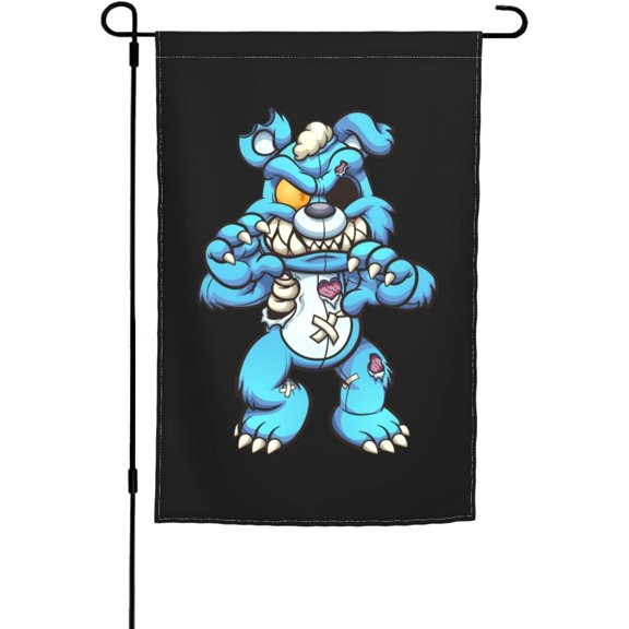 Scary Blue Bear Garden Flag Double Sided 12x18 Inch Vertical Welcome Outdoor Lawn Patio Decorative Home Decor Flag