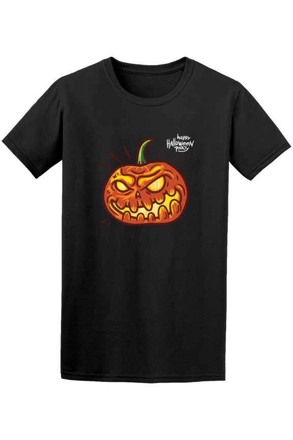 Scary Cartoon Halloween Pumpkin T-Shirt Men -Image by Shutterstock, Male 4X-Large