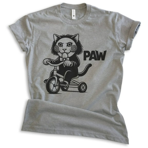 Scary Cat Paw T-shirt, Unisex Women's Men's Shirt, Horror Movie Classic Film Lover Halloween Gift, Dark Heather Gray, X-Large