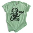 thumbnail image 1 of Scary Cat Paw T-shirt, Unisex Women's Men's Shirt, Horror Movie Classic Film Lover Halloween Gift, Heather Apple Green, Medium, 1 of 6