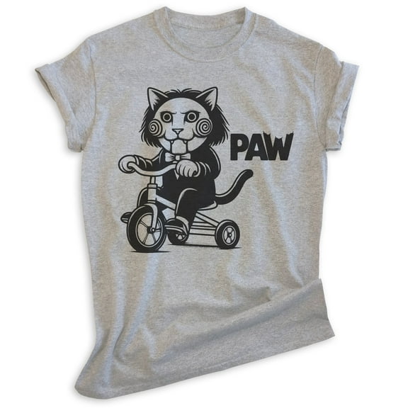 Scary Cat Paw T-shirt, Unisex Women's Men's Shirt, Horror Movie Classic Film Lover Halloween Gift, Heather Gray, Large