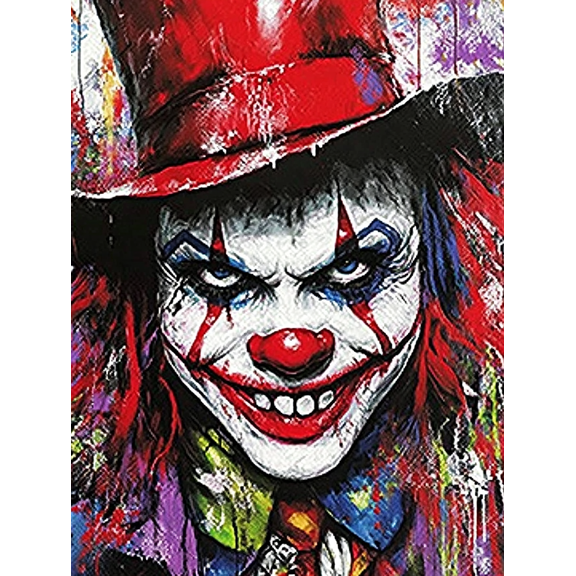 Scary Clown Canvas Painting Wall ArtSuitable for Living RoomBathroomOfficeGame Room Decoration.