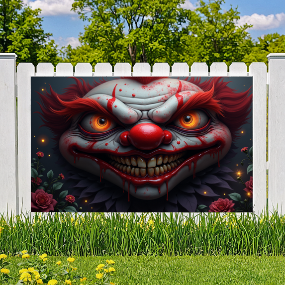 Scary Clown Decoration Horror Face Pumpkin Red Nose for Halloween Party Haunted House Spooky Decoration