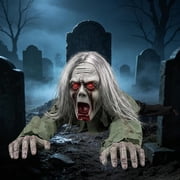 Scary Crawling Zombie - Scary Halloween Decor Outdoor Indoor, Electric Halloween Crawling Zombie Animatronic, Crawling, Swaying, Making Terrifying Noises, Eyes Glowing