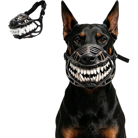 Scary Dog Muzzle, Anti Biting Adjustable Plastic Breathable Basket Muzzle Different Sizes for Small, Medium, Large & Extra Dogs(XL)