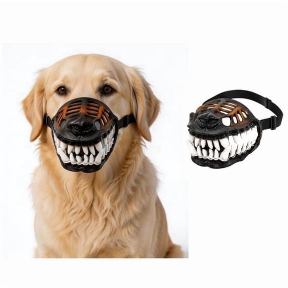 Scary Dog Muzzle for Halloween, Hilarious Dog Muzzle with Large Scary Teeth, Halloween Scary Teeth Muzzle for Biting, Chewing and Scavenging,style:F-Without blood,Size S