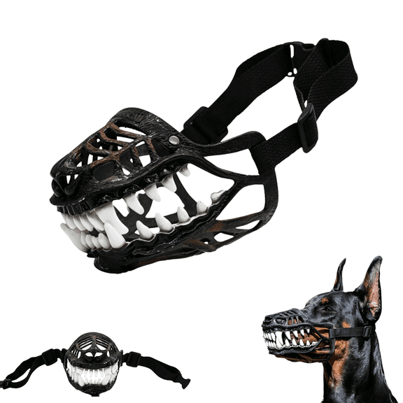 Scary Dog Muzzle with Teeth, Soft Latex Novelty Mask, For Halloween Party Cosplay Dogs Teeth Mask with Adjustable Straps