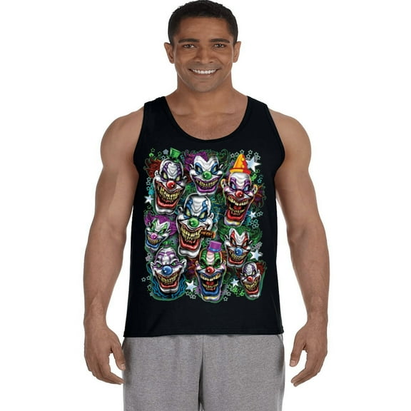 Scary Evil Clown Tank Top Mens T-shirt Clothing Apparel Muscle Tee