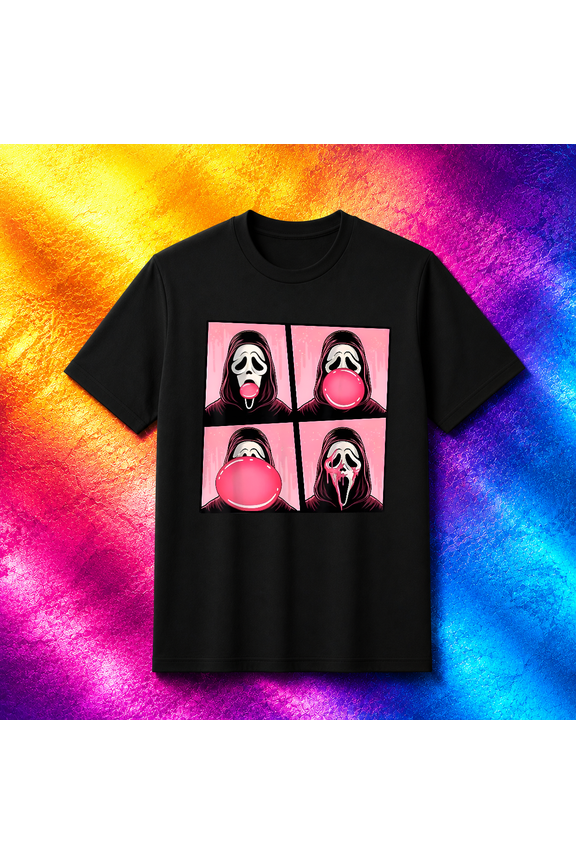 Scary Face Bubble Gum Pink Ghost Meme Humor V14123 Unisex T-SHIRT, S-5XL