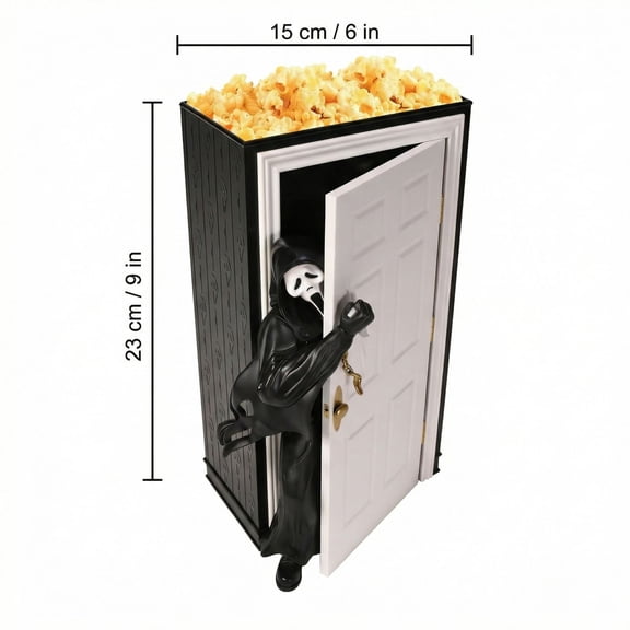 Scary Face Popcorn Bucket 9-Inch Reusable Plastic Movie Snack Bowl Themed Party Home Decoration