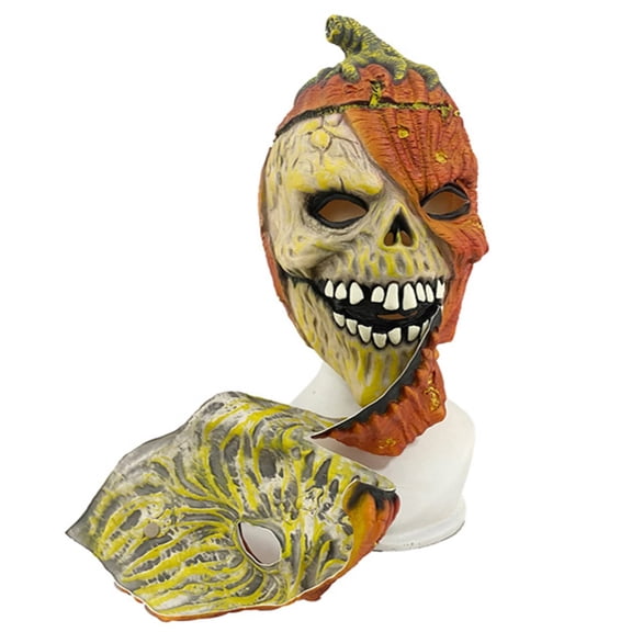 Scary Face Off Zombie Pumpkin Mask, Tear-Off Type Pumpkin Mask,Halloween Full Head Decaying Zombie Pumpkin Mask, Horror Devil Mask for Halloween Cosplay Masquerade Costume Party