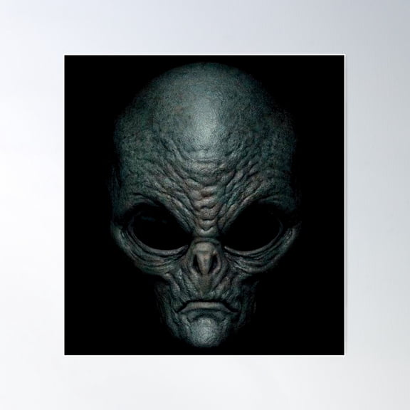 Scary Gray Alien Face Poster Wall Art, Modern Wall Decor For Living Room Bedroom, 24x24 UNFRAMED