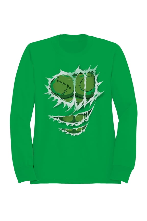 Scary Green Stitched Monster Face Men's Sweatshirt