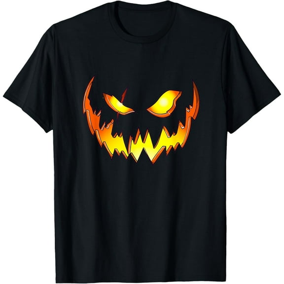 Scary Halloween Costume Men Boys Pumpkin Face Jack O Lantern T-Shirt