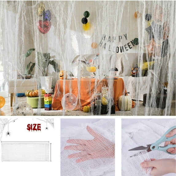 Scary Halloween Decor Creepy Cloth Decorations,Stretchy Spider Web Weave and Creepy Gauze,Halloween Ghost House Party Decoration Supplies - Multiple Colors
