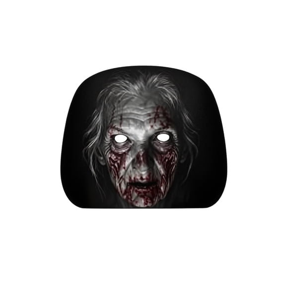 Scary Halloween Decorations Car Headrest Cover 10 Inch Spooky Zombie Face Print Head Rest Cover for Car Seat Headrest Creepy Gothic Halloween Car Decor for Vehicle Interior, 1