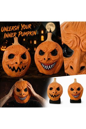 Scary Halloween Decorations, Mask Halloween, Pumpkin Mask, Halloween Party Decorations, 14X12 in Eerie Latex Pumpkin Head Mask for Stage Performance, Roleplay, Indoor Spooky