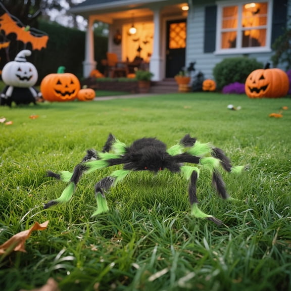 Scary Halloween Decorations Outdoor 30 Inch Large Halloween Decor Spooky Green Furry Indoor and Outdoor Halloween Decorations for Yard Party Haunted House Display 1 Pack