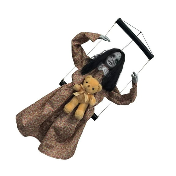 Scary Halloween Decorations Sound Activated Swinging Ghostly Doll with Light Up Eye for Garden Yard Indoor and Outdoor