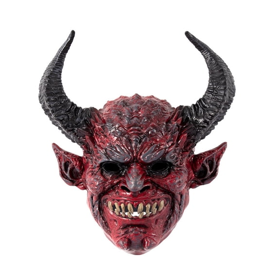 Scary Halloween Devil Mask Red Demon Reinforced Plastic Full Face Costume for Adult Cosplay