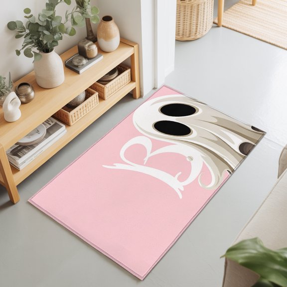 Scary Halloween Ghost Rectangle Area Rug 2x3ft,Living Room Rug Non-Slip Washable Circle Rugs Pad,Boo White Pink Soft Floor Carpet for Bedroom Dining Room