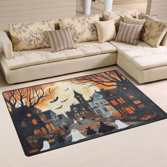Scary Halloween Ghost Soft Polyester Area Rug 31''x20'', Non Slip, Memory Foam, Water Absorbent