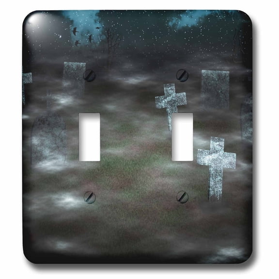 3dRose, Scary Halloween Grave Scene At Night Under A Starry Sky, double toggle switch