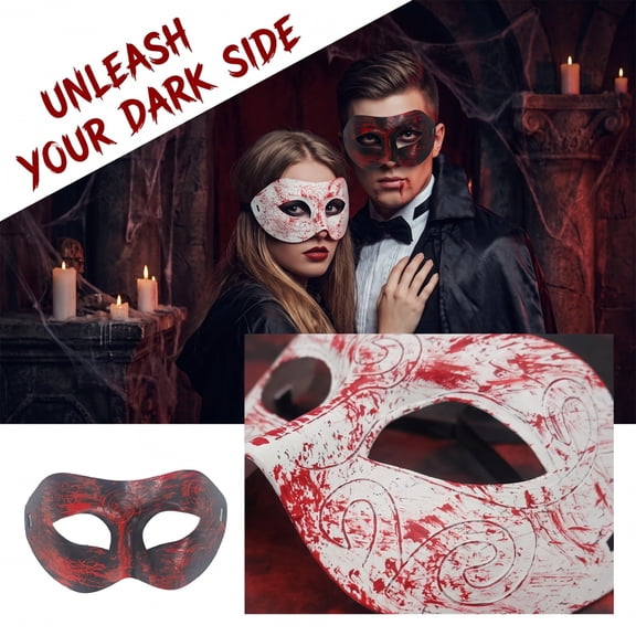 Scary Halloween Half Mask Black Masquerade Mask for Masquerade Party, Creepy Horror Mask for Men and Women Halloween, Black Eye Mask 5.5X4 Inch Great Gift for Halloween Party