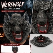 Scary Halloween Mask 10 X 10 Inch 3D Wolf Masquerade Mask for Halloween Party Decorations Haunted House Decor Halloween Accessory Gray Werewolf Style 1 Pack