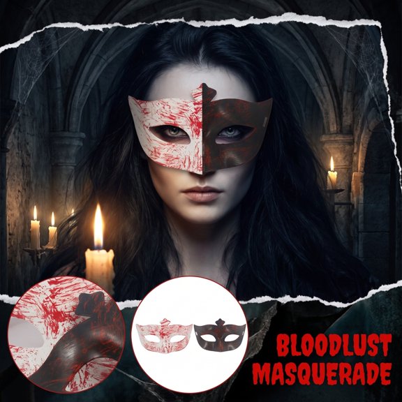 Scary Halloween Mask Half Mask Eye Mask with Red Texture, 7X4.5 Inches, Mask for Masquerade Party Mask for Scary, Masquerade Mask for Couples Horror Mask for Halloween Party