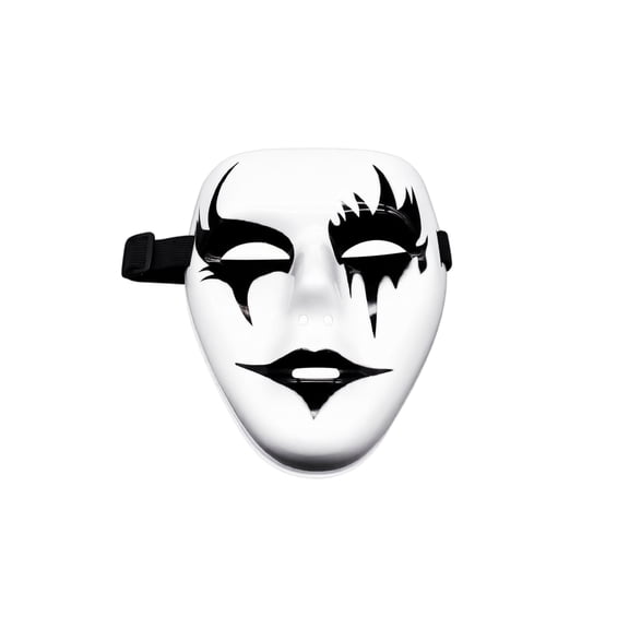 Scary Halloween Mask White Masquerade Mask for Men and Women Adult Adjustable Plastic Face Mask for Halloween Rave Parties Events 1 Pack
