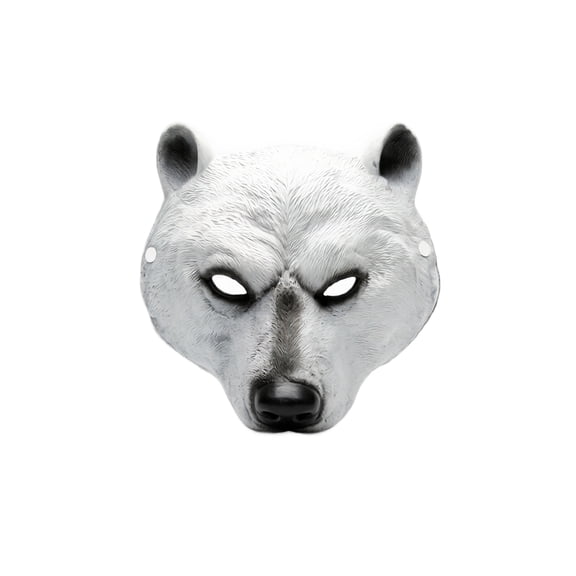 Scary Halloween Mask White Polar Bear Full Head 10 X 10 Inch Halloween Accessory for Halloween Party Trick Or Treat Events One Pack