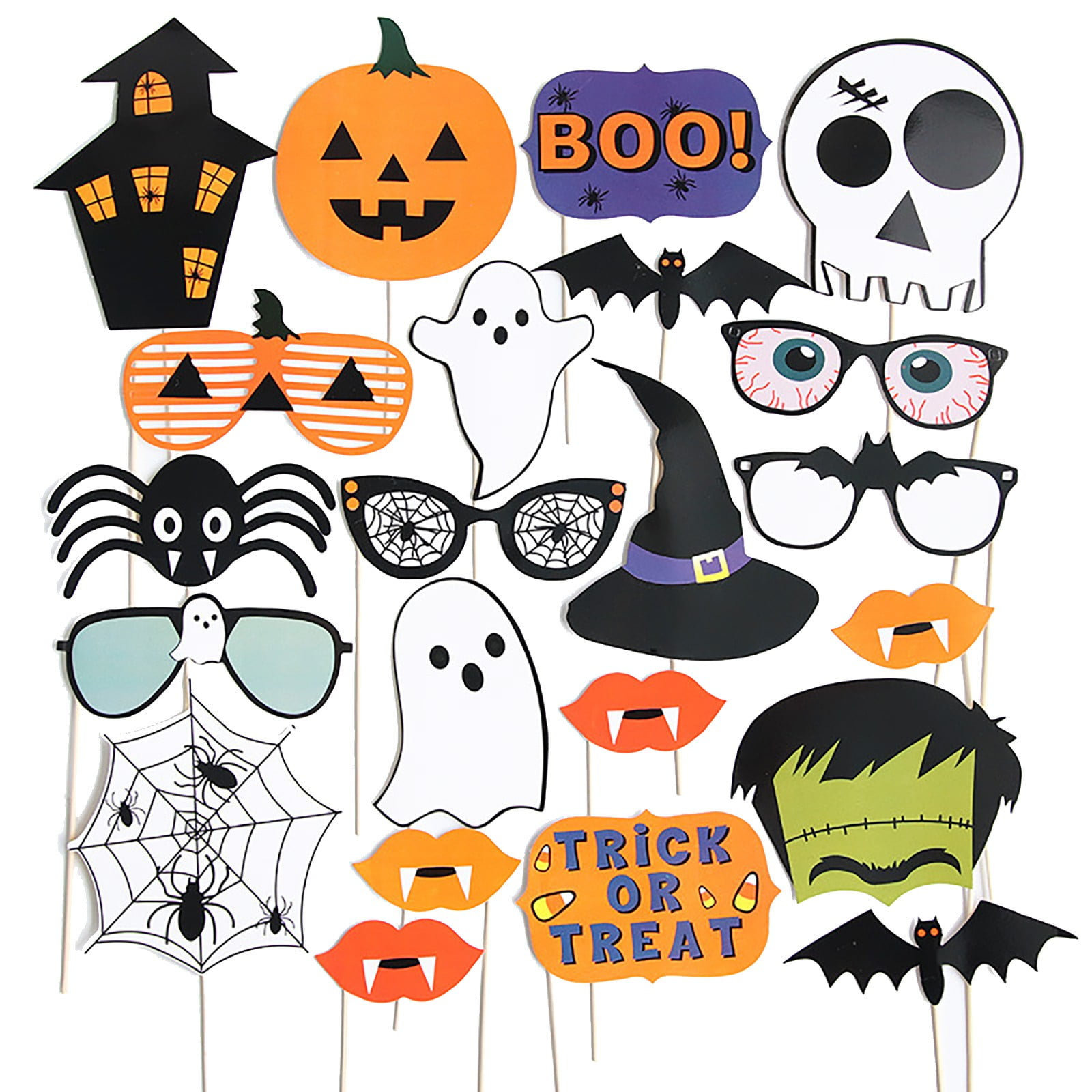Scary Halloween Photo Booth Props, Pack of 22 | Halloween Photo Props ...