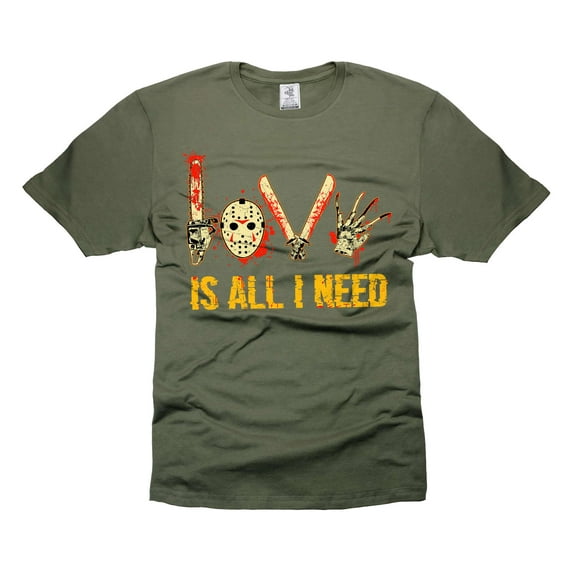 Scary Halloween T-Shirt Horror Movie Shirt Jason Voorhees Tee Halloween Gifts For Him Her (Large Military Green)