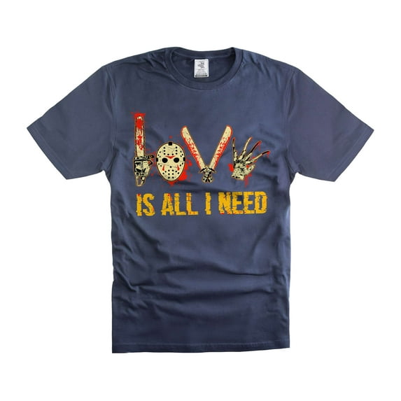 Scary Halloween T-Shirt Horror Movie Shirt Jason Voorhees Tee Halloween Gifts For Him Her (Small Navy Blue)