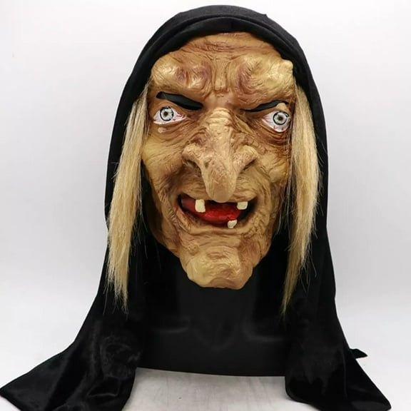 Scary Halloween Witch Mask Creepy Monster Old Woman Full Head Latex Cosplay Mask