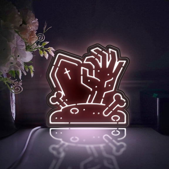 Scary Hand Led Light Box, Dimmable Neon-Like Light Signs USB Power for Wall Decor Bedroom Decoration, Static Light (WxH) 11"x11"